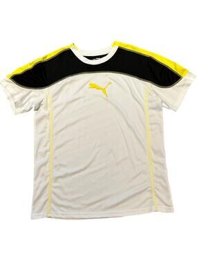 Puma Boys XL Dry Cell White Shirt Sleeve T Shirt with Yellow Logo and Black NWT